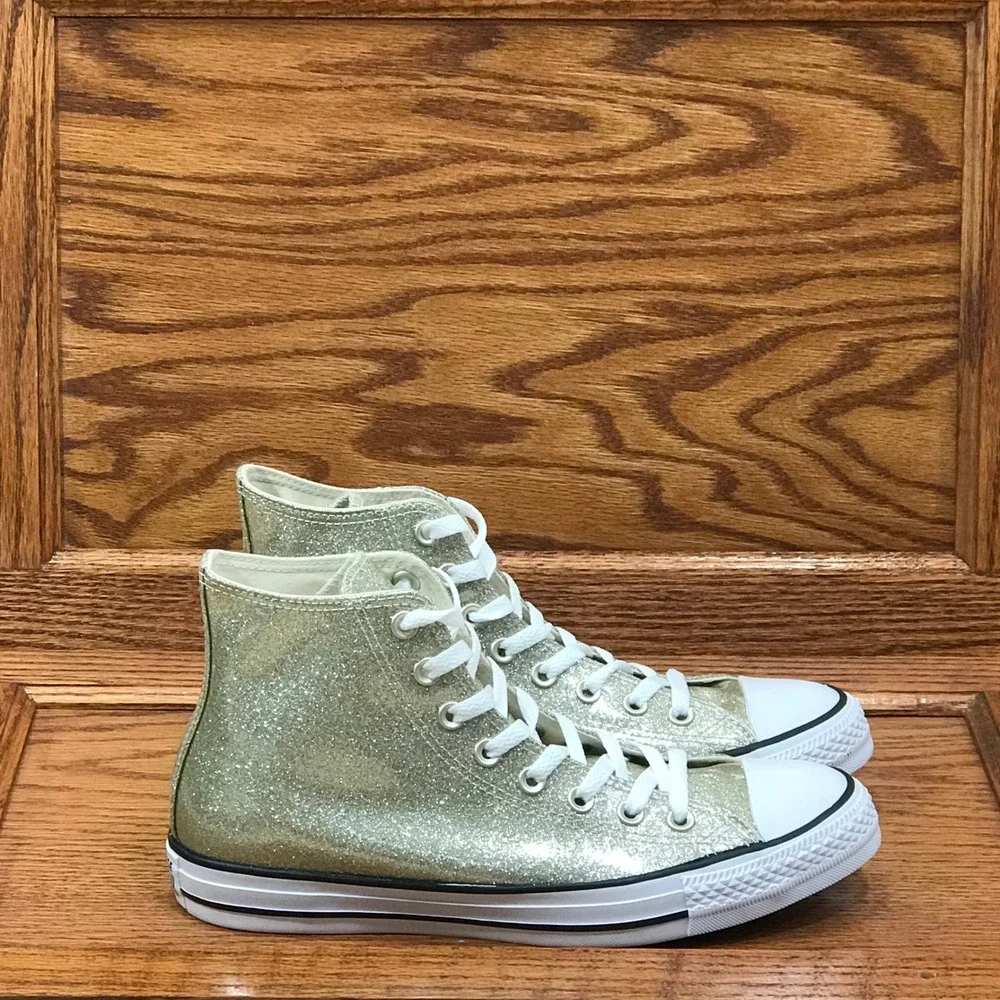 Converse Chuck Taylor All Star High Top Gold Glitter 565366C Size Women 7